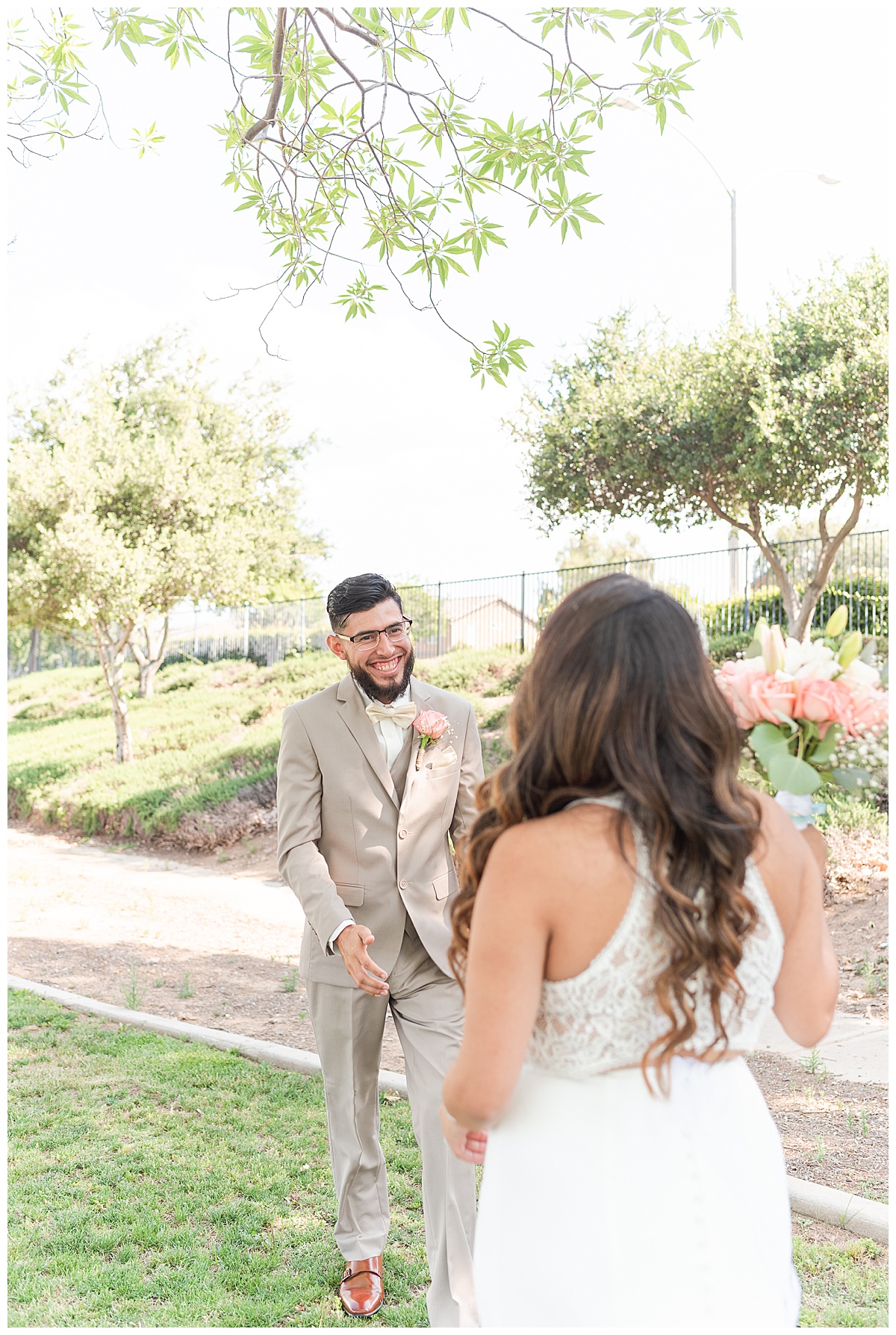 man seeing his bride for the first time